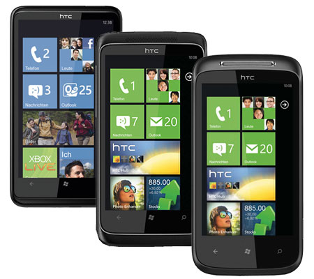 HTC bringt drei neue Windows Phone 7 Smartphones auf den Markt