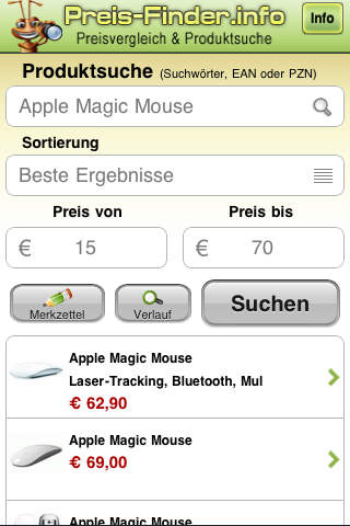 Preis-Finder App: Den gnstigsten Preis fr ein Produkt finden