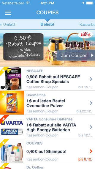 COUPIES-App - Gutscheine & Coupons auf dem Smartphone