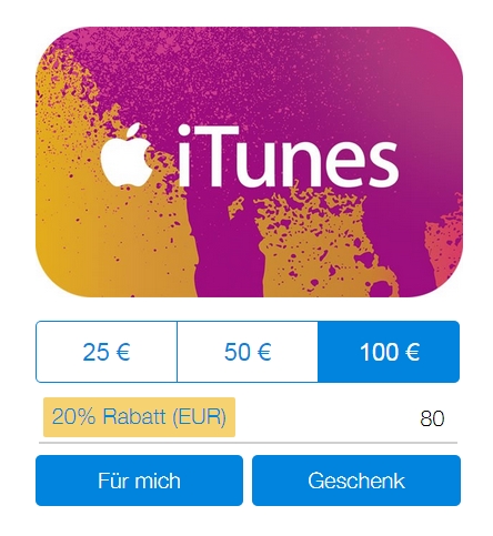 PayPal: Gnstige iTunes-Codes/Karten mit 20% Rabatt bei Digital Gifts