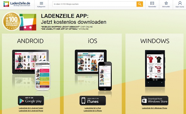 Neue LadenZeile.de App ist der ideale Begleiter fr mobiles Shopping