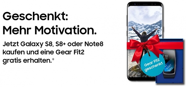 Gear Fit2 geschenkt bei Kauf eines Samsung Galaxy S8, S8+ oder Note8